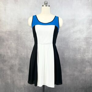 Express Womens Dress Size 8 Colorblock Summer Geometric Tank Skater Tennis Retro